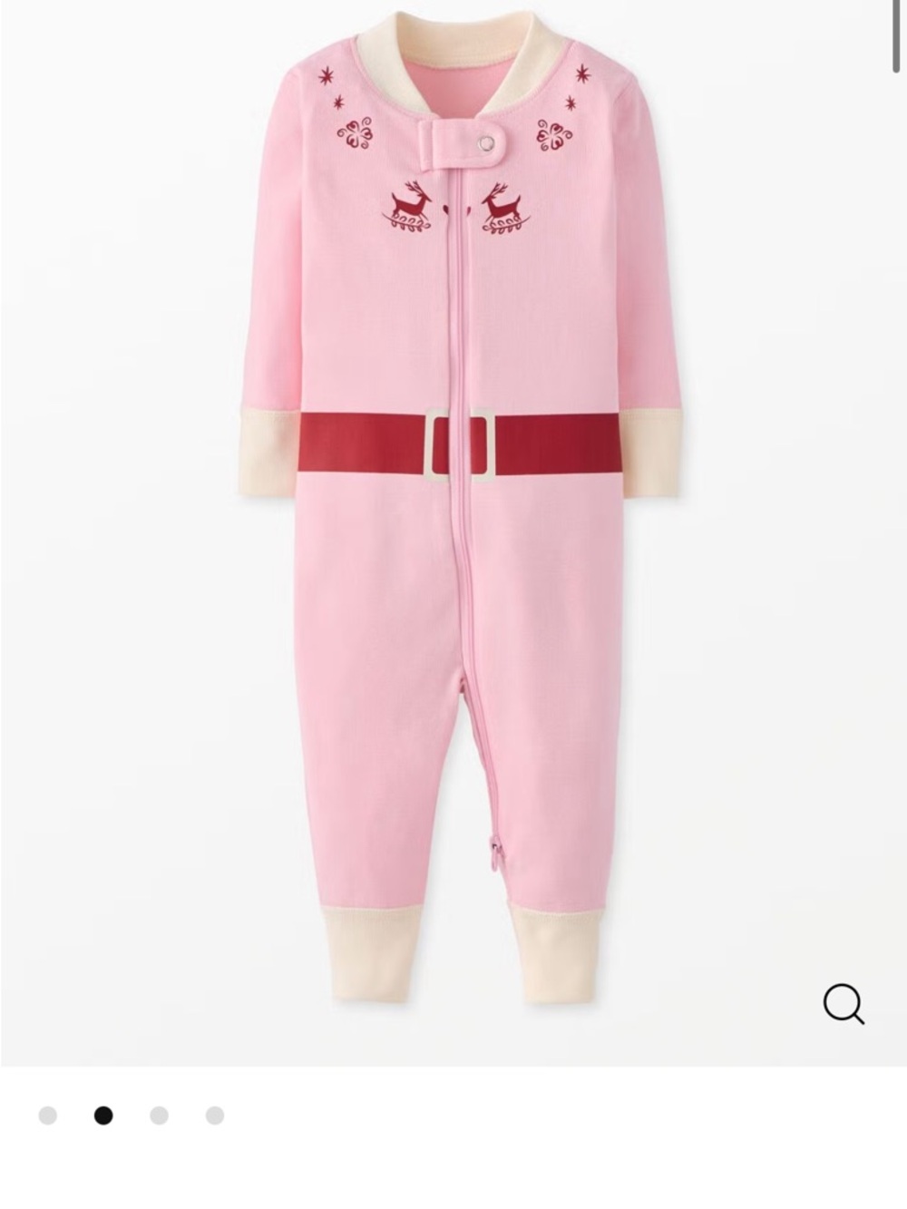 Girls' Pink Holiday Reindeer One-Piece Pajamas- Hanna Anderson